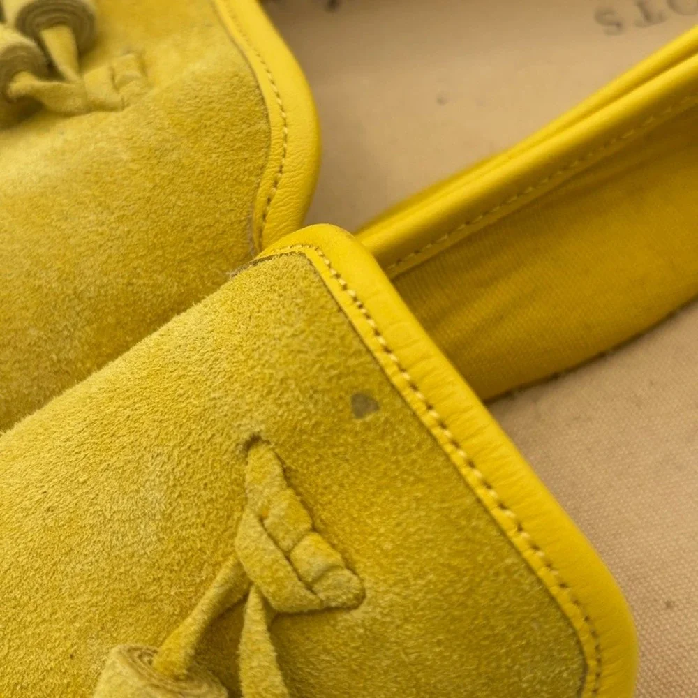 Talbots Espadrille Loafers Women Sz 6.5M Yellow Suede Tassel Slip On Flat